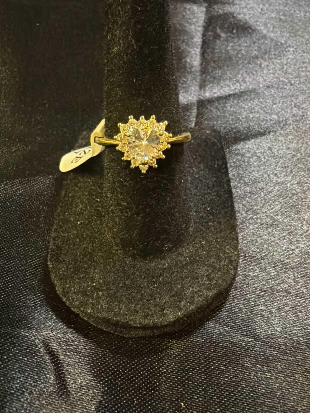 Gold Sunburst Halo Ring with Clear Center Stone